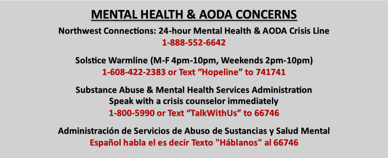 Graphic of Mental Health and AODA Information